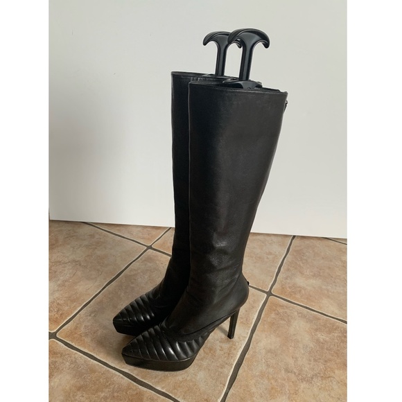 Prada Leather Knee High Platform Boots - Picture 3 of 16
